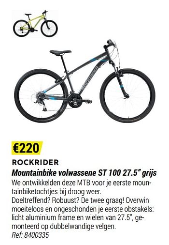 Promoties Mountainbike volwassene st 100 27.5`` grijs - Rockrider - Geldig van 12/11/2020 tot 06/12/2020 bij Decathlon