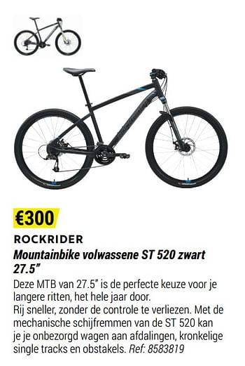 Promoties Mountainbike volwassene st 520 zwart 27.5`` - Rockrider - Geldig van 12/11/2020 tot 06/12/2020 bij Decathlon