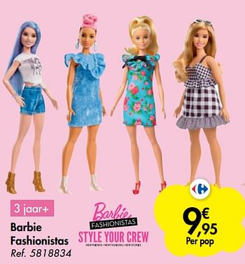 Promoties Barbie fashionistas - Mattel - Geldig van 21/10/2020 tot 06/12/2020 bij Carrefour