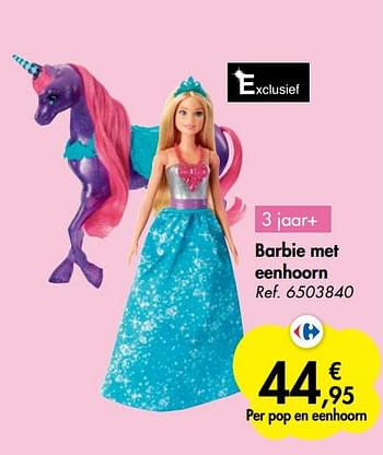 Promoties Barbie met eenhoorn - Mattel - Geldig van 21/10/2020 tot 06/12/2020 bij Carrefour