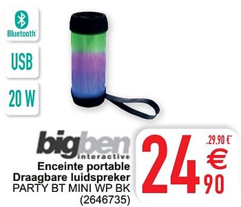 Promotions Bigben enceinte portable draagbare luidspreker party bt mini wp bk - BIGben - Valide de 17/11/2020 à 30/11/2020 chez Cora