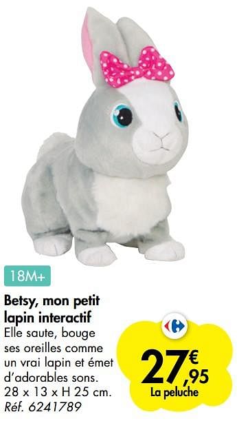 Promotions Betsy, mon petit lapin interactif - Produit maison - Carrefour  - Valide de 21/10/2020 à 06/12/2020 chez Carrefour