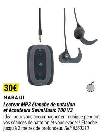 Lecteur MP3 étanche natation et écouteurs SwimMusic 100 V3 Noir Bleu -  Maroc, achat en ligne