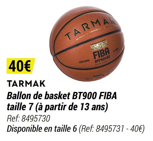 Tarmak Tarmak ballon de basket bt900 fiba taille 7 En promotion