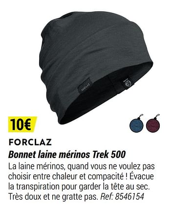 Promotions Forclaz bonnet laine mérinos trek 500 - Forclaz - Valide de 12/11/2020 à 06/12/2020 chez Decathlon