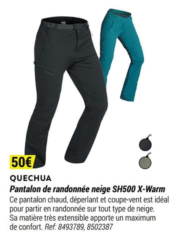 Promotions Quechua pantalon de randonnée neige sh500 x-warm - Quechua - Valide de 12/11/2020 à 06/12/2020 chez Decathlon