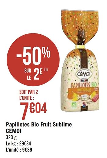 Promoties Papillotes bio fruit sublime cemoi - Cémoi - Geldig van 09/11/2020 tot 22/11/2020 bij Super Casino
