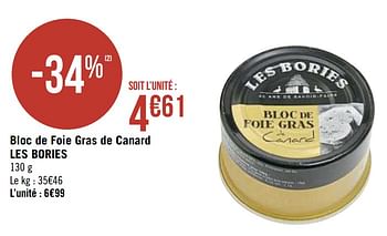 Promotions Bloc de foie gras de canard les bories - Les Bories - Valide de 09/11/2020 à 22/11/2020 chez Super Casino