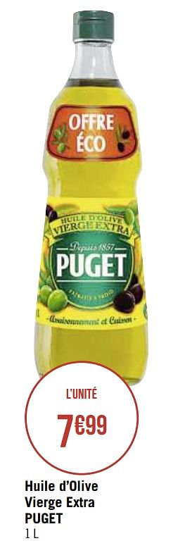 Promotions Huile d`olive vierge extra puget - Puget - Valide de 09/11/2020 à 22/11/2020 chez Super Casino