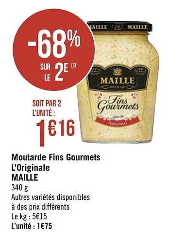 Promotions Moutarde fins gourmets l`originale maille - Maille - Valide de 09/11/2020 à 22/11/2020 chez Super Casino