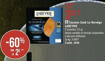 Promotions Saumon fumé le norvège labeyrie - Labeyrie - Valide de 09/11/2020 à 22/11/2020 chez Super Casino