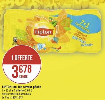 Promotions Lipton ice tea saveur pêche - Lipton - Valide de 09/11/2020 à 22/11/2020 chez Super Casino