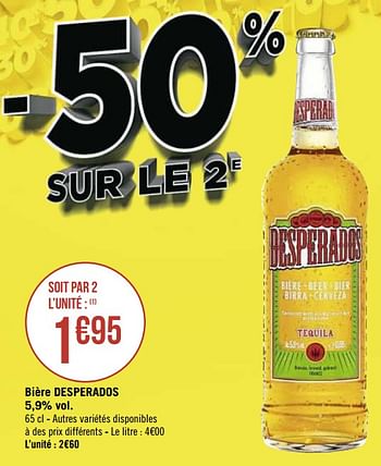 Promotions Bière desperados - Desperados - Valide de 09/11/2020 à 22/11/2020 chez Super Casino