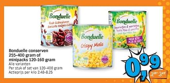 Promoties Bonduelle conserven of minipacks - Bonduelle - Geldig van 16/11/2020 tot 22/11/2020 bij Albert Heijn