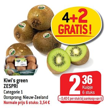Promoties Kiwi`s green zespri - Zespri - Geldig van 18/11/2020 tot 24/11/2020 bij Smatch