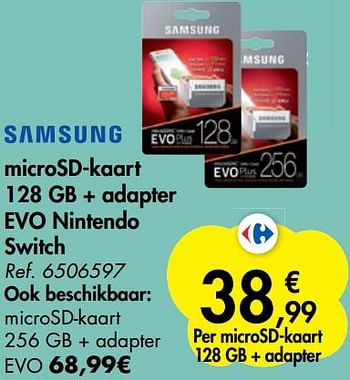 Promoties Microsd-kaart 128 gb + adapter evo nintendo switch - Samsung - Geldig van 21/10/2020 tot 06/12/2020 bij Carrefour