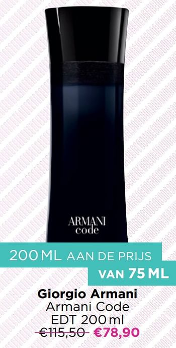 Promoties Giorgio armani armani code edt - Giorgio Armani - Geldig van 16/11/2020 tot 30/11/2020 bij ICI PARIS XL