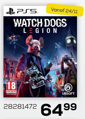 Promoties Ps5 watch dogs: legion - Ubisoft - Geldig van 28/10/2020 tot 08/12/2020 bij Supra Bazar