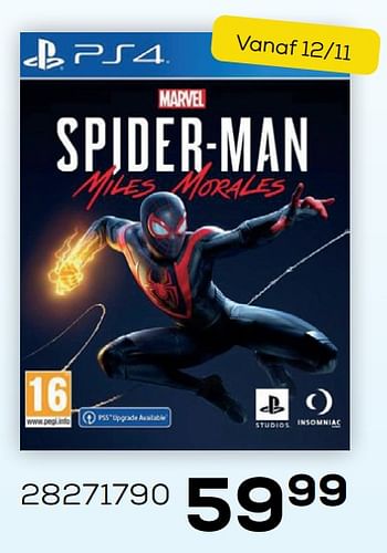 Promoties Spider-man - Insomniac Games - Geldig van 28/10/2020 tot 08/12/2020 bij Supra Bazar