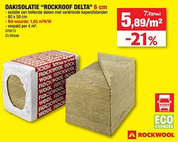 Promotions Dakisolatie rockroof delta - Rockwool - Valide de 18/11/2020 à 29/11/2020 chez Hubo