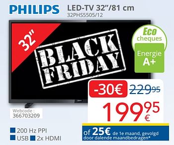 Promoties Philips led-tv 32``-81 cm 32phs5505-12 - Philips - Geldig van 23/11/2020 tot 06/12/2020 bij Eldi