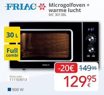 Promoties Friac microgolfoven + warme lucht mc 3013bl - Friac - Geldig van 23/11/2020 tot 06/12/2020 bij Eldi