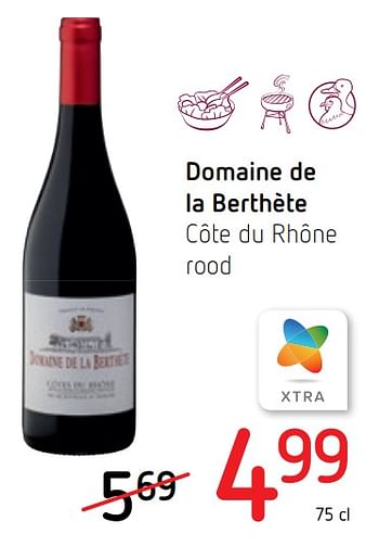 Promoties Domaine de la berthète côte du rhône rood - Rode wijnen - Geldig van 19/11/2020 tot 02/12/2020 bij Spar (Colruytgroup)