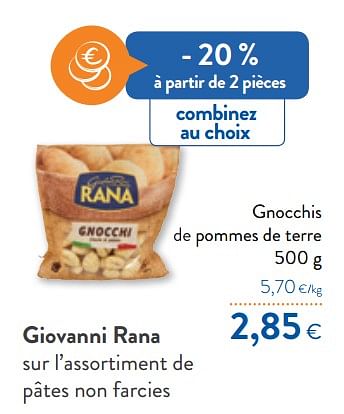 Promotions Giovanni rana gnocchis de pommes de terre - Giovanni rana - Valide de 18/11/2020 à 01/12/2020 chez OKay