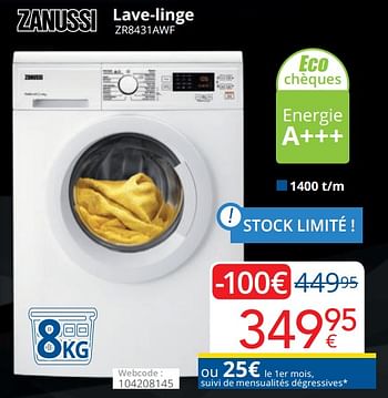 Promotions Zanussi lave-linge zr8431awf - Zanussi - Valide de 23/11/2020 à 06/12/2020 chez Eldi