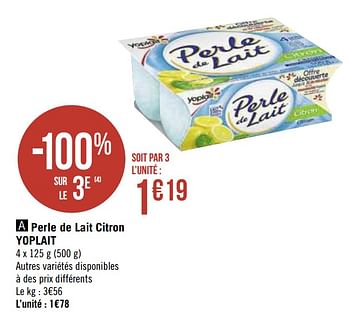 Perle de lait citron - 4 x 125 g