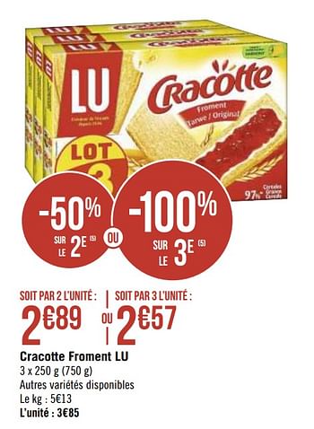 Lu Cracotte Froment Lu En Promotion Chez Geant Casino