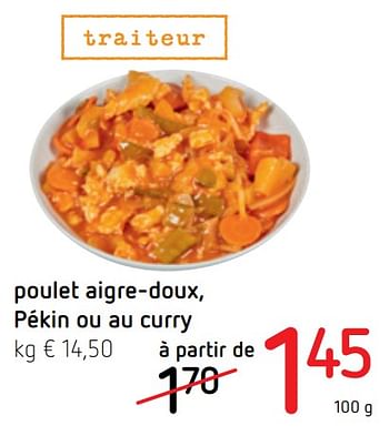 Promotions Poulet aigre-doux, pékin ou au curry - Produit Maison - Spar Retail - Valide de 19/11/2020 à 02/12/2020 chez Spar (Colruytgroup)