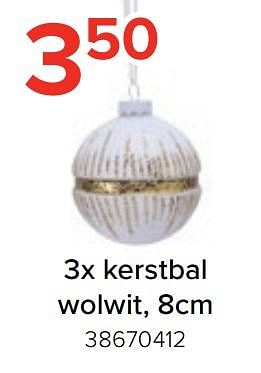 Promoties 3x kerstbal wolwit - Huismerk - Euroshop - Geldig van 17/11/2020 tot 31/12/2020 bij Euro Shop