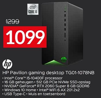 Promoties Hp pavilion gaming desktop tg01-1078nb - HP - Geldig van 20/11/2020 tot 30/11/2020 bij Selexion