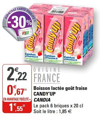 Promo Candia Boisson Lactée Candy'Up chez Carrefour