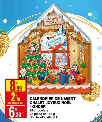 Kinder Calendrier de l'Avent Chalet Chocolat Noël - 184g 