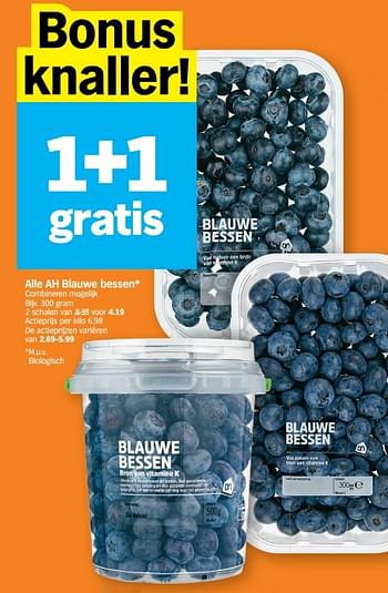 Promotions Alle ah blauwe bessen - Produit Maison - Albert Heijn - Valide de 23/11/2020 à 29/11/2020 chez Albert Heijn