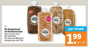 Promotions Ah stevig brood of vloerbrood heel - Produit Maison - Albert Heijn - Valide de 23/11/2020 à 29/11/2020 chez Albert Heijn