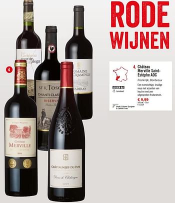 Promoties Château merville saint-estèphe aoc - Rode wijnen - Geldig van 24/11/2020 tot 31/12/2020 bij Lidl