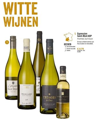 Promoties Expression saint-mont aop - Witte wijnen - Geldig van 24/11/2020 tot 31/12/2020 bij Lidl