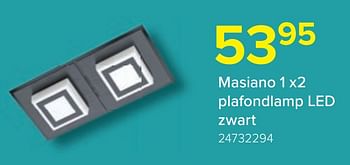 Promotions Masiano 1 x2 plafondlamp led zwart - Produit Maison - Euroshop - Valide de 17/11/2020 à 31/12/2020 chez Euro Shop