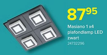 Promoties Masiano 1 x4 plafondlamp led zwart - Huismerk - Euroshop - Geldig van 17/11/2020 tot 31/12/2020 bij Euro Shop