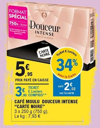 Cartenoire Cafe Moulu Douceur Intense Carte Noire En Promotion Chez E Leclerc