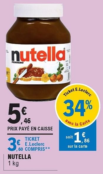 Promotions Nutella - Nutella - Valide de 23/11/2020 à 28/11/2020 chez E.Leclerc
