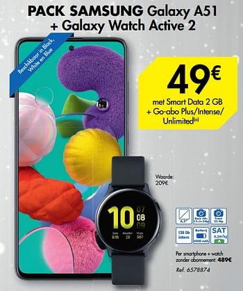 Promoties Pack samsung galaxy a51 + galaxy watch active 2 - Samsung - Geldig van 25/11/2020 tot 30/11/2020 bij Carrefour