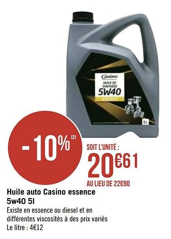 Huile moteur NORAUTO 5W40 A3/B4 essence et diesel 5L - Auto5