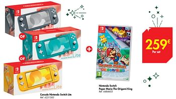 Promoties Nintendo console nintendo switch lite + nintendo switch paper mario the origami king - Nintendo - Geldig van 18/11/2020 tot 31/12/2020 bij Carrefour