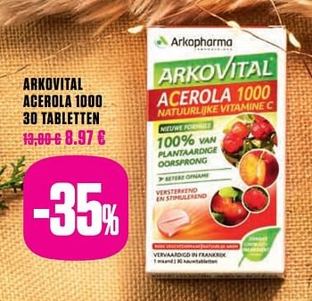 Promoties Arkovital acerola 1000 30 tabletten - Arkopharma - Geldig van 29/11/2020 tot 28/02/2021 bij Medi-Market
