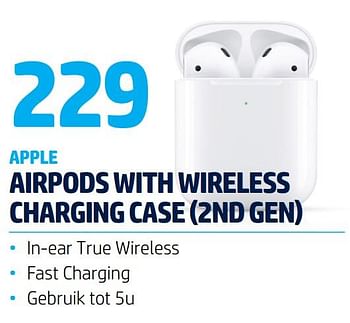 Promoties Apple airpods with wireless charging case 2nd gen - Apple - Geldig van 01/12/2020 tot 31/12/2020 bij Auva