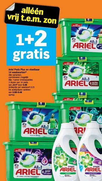 Promoties Ariel pods plus en vloeibaar +lenor unstoppables - Lenor - Geldig van 30/11/2020 tot 06/12/2020 bij Albert Heijn
